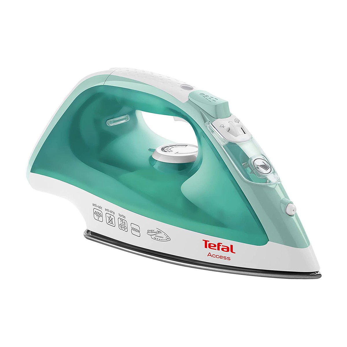 Tefal Steam Iron Access, 2000W, shot 75g, 25g/min, Green, Anti-drip