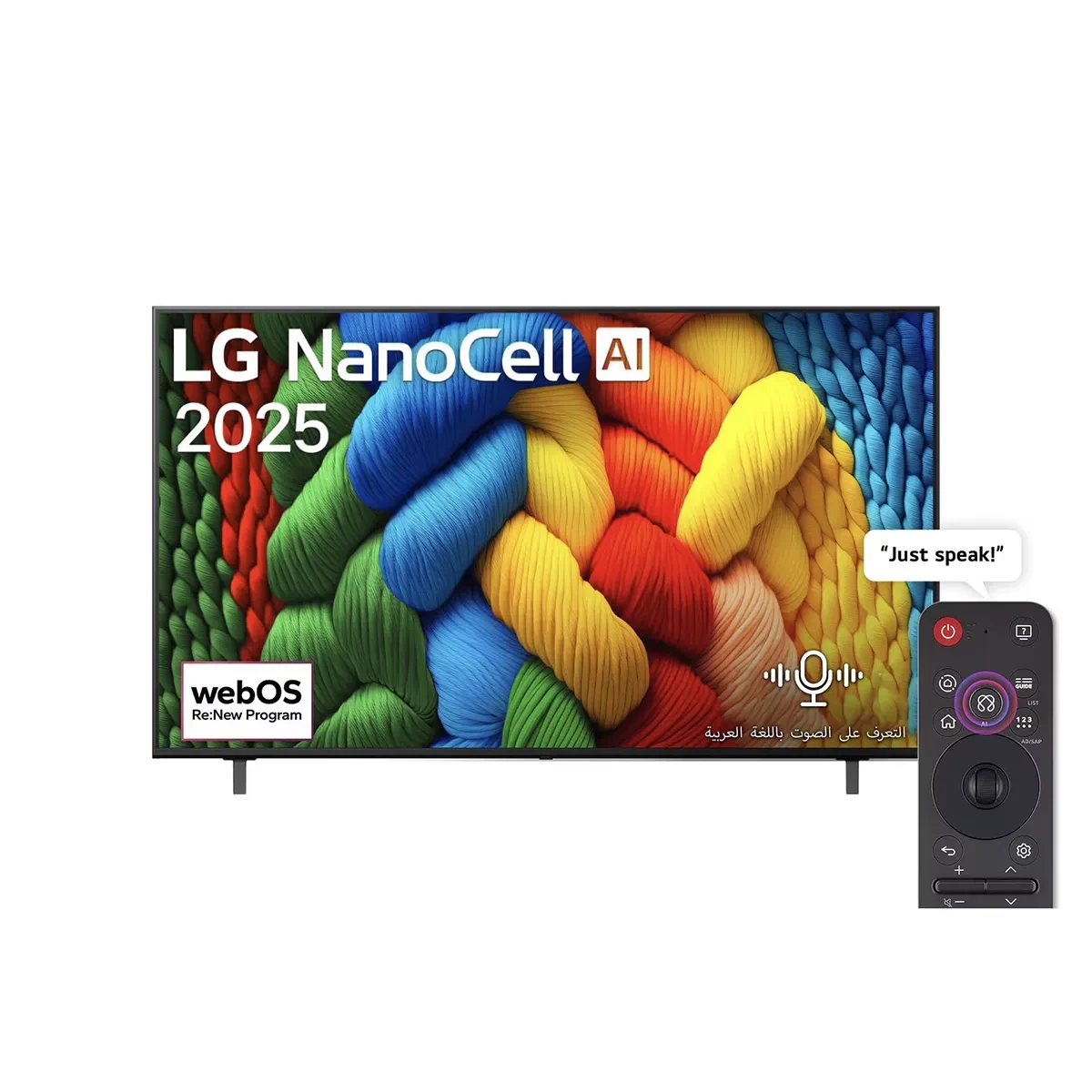 LG NanoCell 65 inch AI NANO80 4K Smart TV AI Magic remote HDR10 webOS25 2025