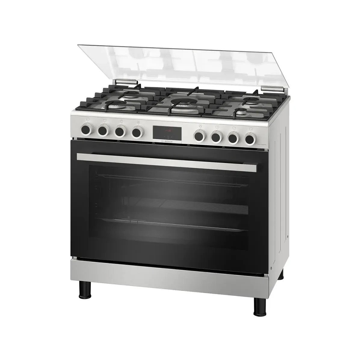 Bosch Gas cooker 90*60 cm 5 Burner Gas Hob with Cast Iron Stands Stainless Steel -HGV1F8Y50S
