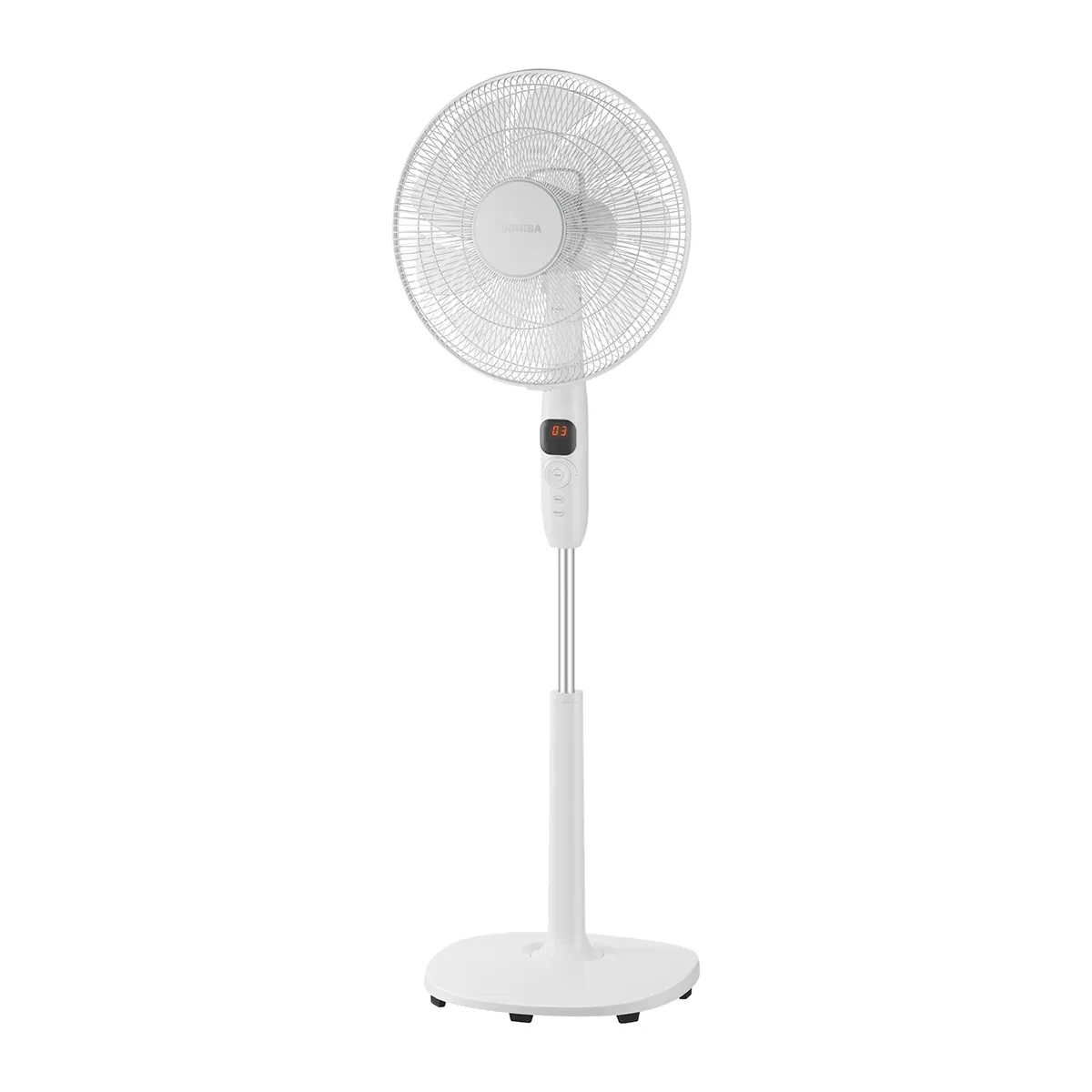 TOSHIBA Stand Fan 16 Inch, White Color, 26 Speed, 9 Blades, Remote Control, DC motor, 30 Waat