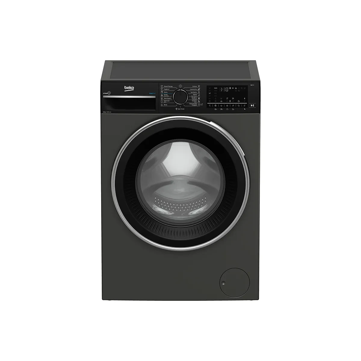 Beko 10 KG 1600 RPM -Digital screen- Grey-XL Piano black Door Inv.-Steam - Bluetooth