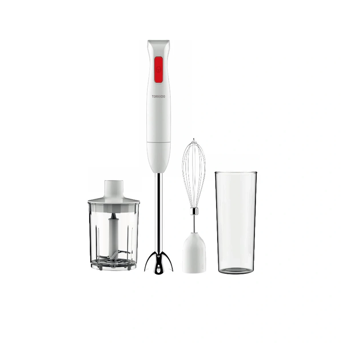 TORNADO Hand Blender 250 Watt, Chopper, Whisk, White HB-250T