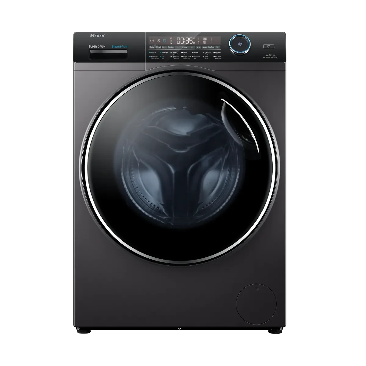 Haier Fully Automatic Washing Machine, 15 KG, 1400 RPM, Digital Inverter,Dark Silver