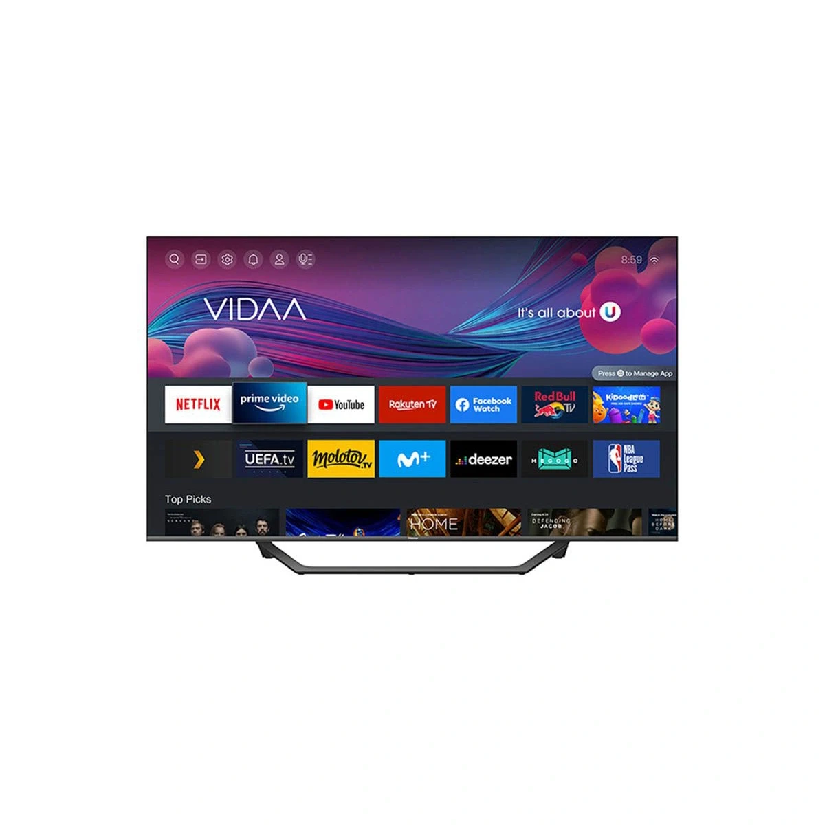 HISENSE 4K QLED TV 55 Inch, VIDAA Ultra Slim, Built-In Receiver 55A7EG2