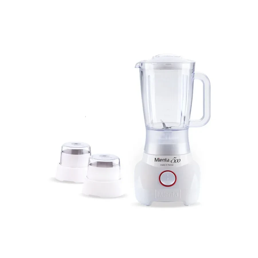 Mienta Jug Blender With Grinder And Mill, 1.5 Liter, 500 Watt, White - BL1251A